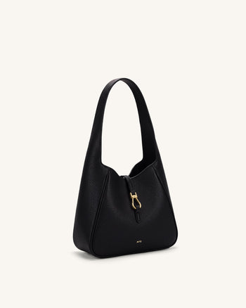 Bruna Genarbte Hobo-Tasche - Schwarz