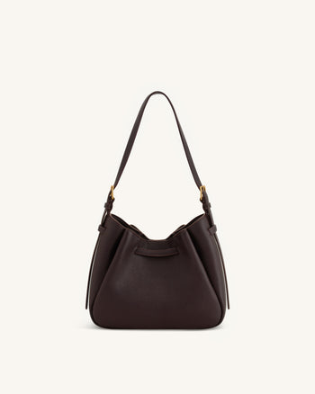 Mabel Schultertasche mit weicher Schleife - Dunkelbraun