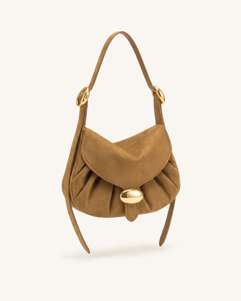 Avery Drapierte Hobo-Tasche aus Wildlederimitat - Camel