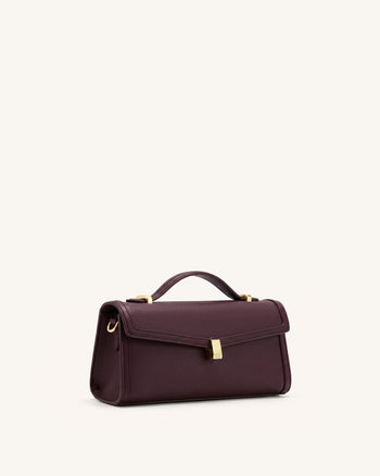 Delphine Saffiano-Henkeltasche - Tiefes Burgunderrot