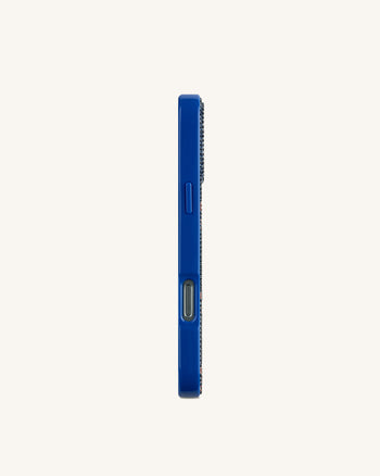 Handyhülle mit Seestern und Strasssteinen - Blau