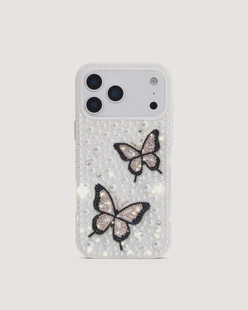 Butterfly Perlenverziertes Handyhülle - Weiß