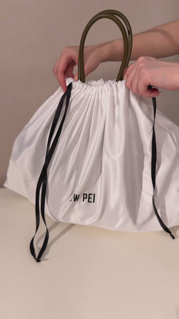 Nala Große Tote Bag mit Webtextur - Olivgrün