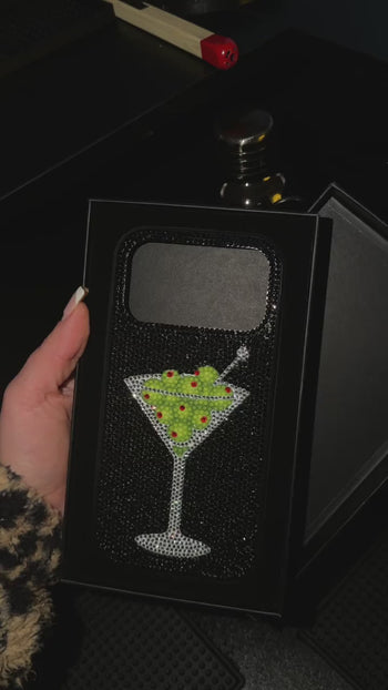 Olive Martini Kunstkristall Handyhülle - Schwarz