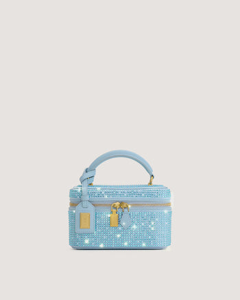 Cleo Künstliche Kristall Box Shape Top Handle Tasche - Blau