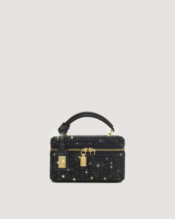 Cleo Künstliche Kristall Box Shape Top Handle Tasche - Schwarz