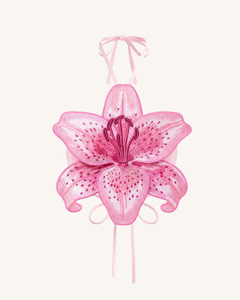 3D-Lilien-Neckholder-Crop-Top - Pink