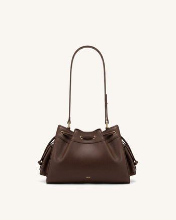 Harper Schultertasche mit Kordelzug - Braun