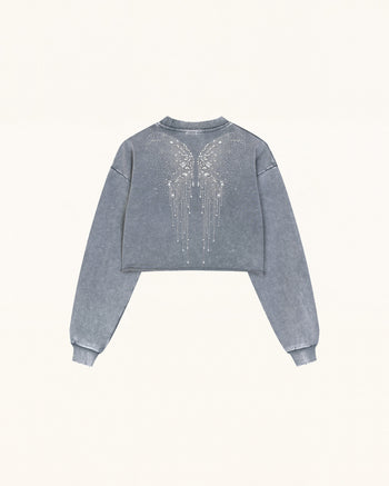 Angelic Dripping Crystal Wings Sweatshirt – Ash Cloud