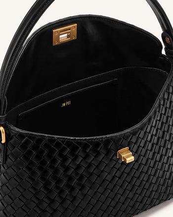 Lucia Geflochtene Hobo-Tasche - Schwarz