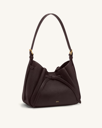 Mabel Schultertasche mit weicher Schleife - Dunkelbraun