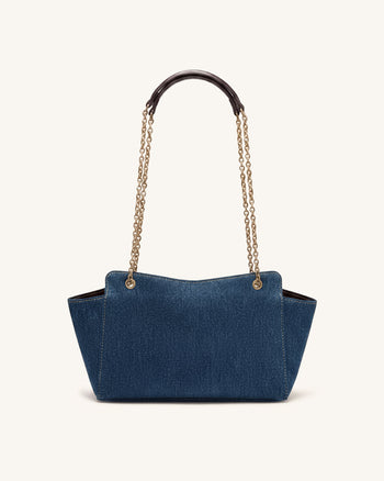 Lucia Envelope-Schultertasche mit Kette - Blue Denim