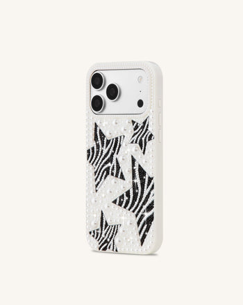Zebra Star Pearl Handyhülle - Weiß