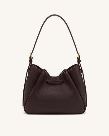 Mabel Schultertasche mit weicher Schleife - Dunkelbraun