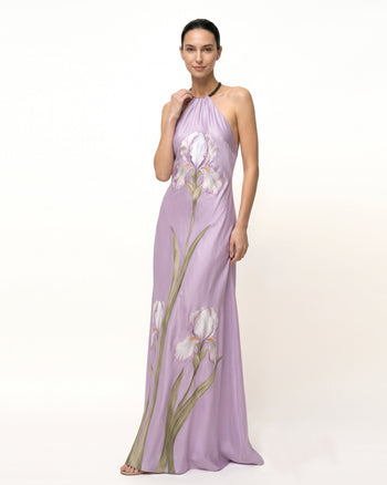 Iris Neckholder-Maxikleid mit Blumenmuster - Lavendel