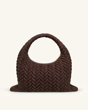 Cora Große gesteppte Hobo-Schultertasche aus Kunstwildleder - Dunkelbraun