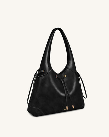 Celandra Hobo-Bag mit Kordelzug – Schwarz