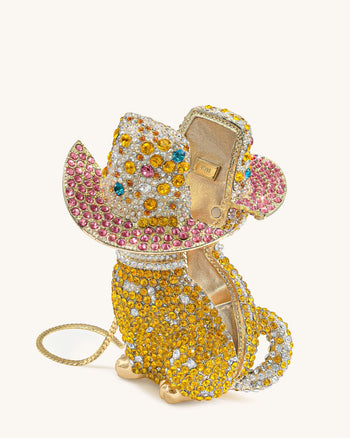 Glamouröse Katzen-Clutch - Mehrfarbig Gold