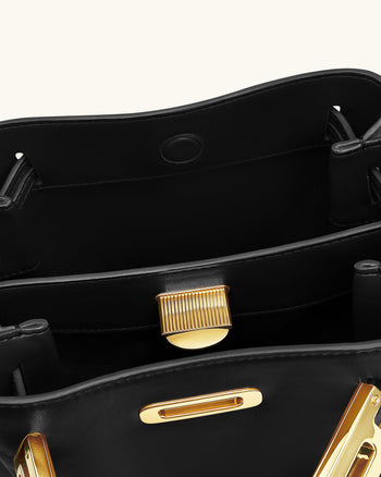 Charlene Double Buckle Hobo Tasche - Schwarz