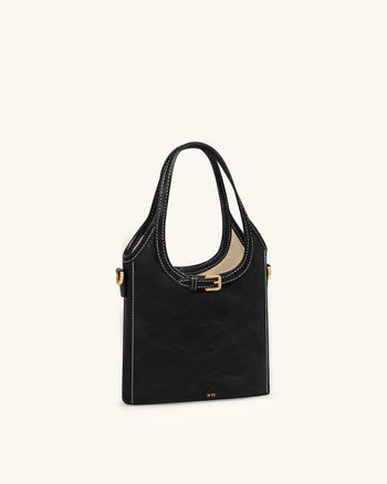Brooke Mini-Henkeltasche mit Gürteldetails und Verzierungen - Schwarz