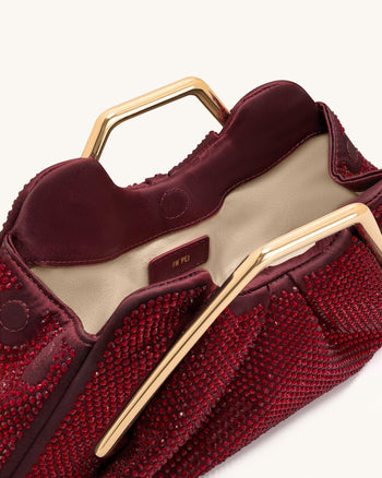 Lila Künstliche Kristall Metallrahmen Clutch - Rot