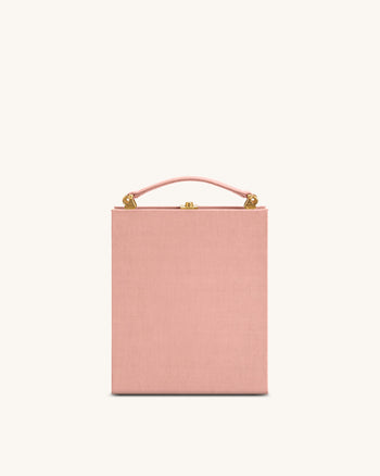Taya Clutch-Tasche in Buchform mit Weinglas-Welpenmuster - Rosa