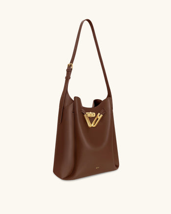 Charlene Double Buckle Hobo Tasche - Braun