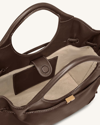 Virelle Tote-Bag mit Kordelzug – Braun
