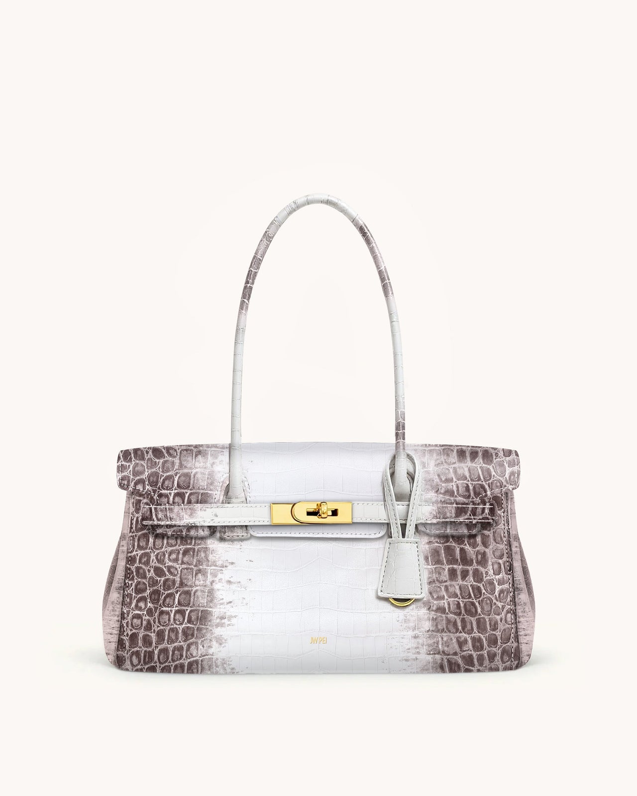 Yara Schultertasche – Weißes Krokoprägung