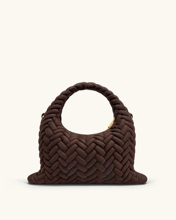 Cora Henkeltasche mit Wildlederimitat-Steppung - Dunkelbraun