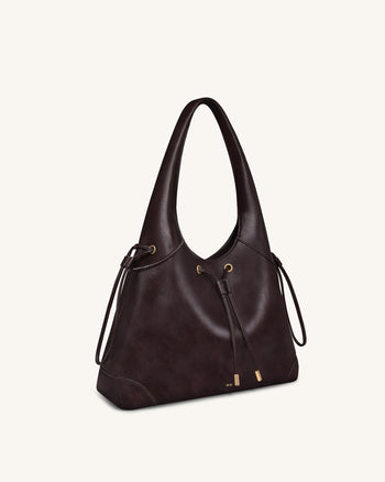 Celandra Hobo-Bag mit Kordelzug – Dunkelbraun