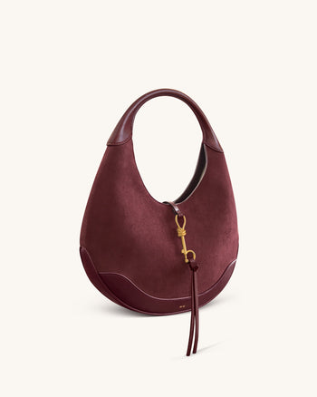 Colette Wildlederimitat Halbmond Hobo Bag - Deep Claret