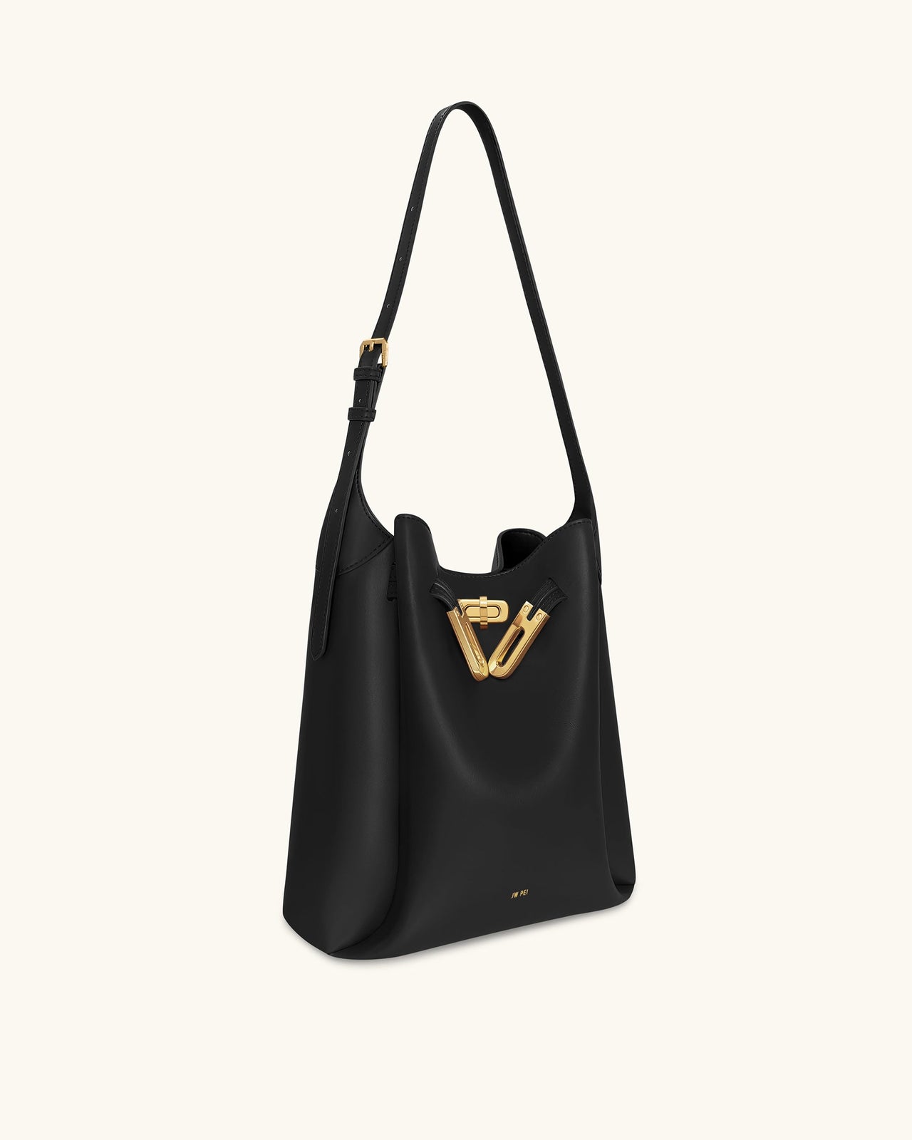 Charlene Double Buckle Hobo Tasche - Schwarz