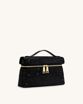 Thea Künstliche Kristall Top Handle Tasche - Schwarz