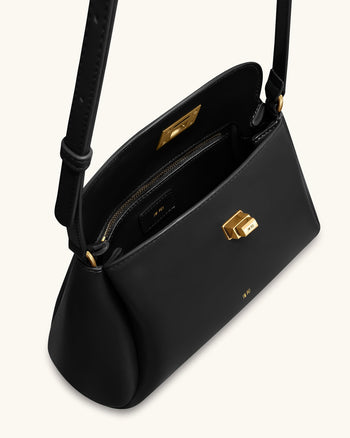 Greta Twist-Lock Umhängetasche - Schwarz