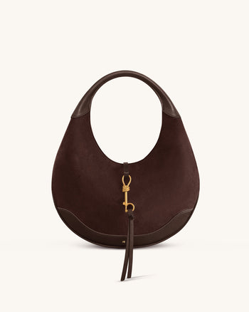 Colette Wildlederimitat Halbmond Hobo Bag - Dunkelbraun