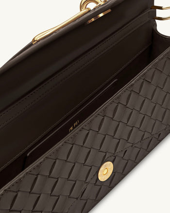 Celeste Strukturiert gewebte Umschlag-Henkeltasche - Dunkelbraun