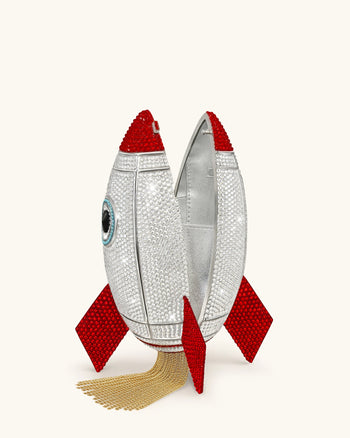 Rocket Form Kunstkristall Clutch - Silber