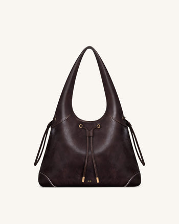 Celandra Hobo-Bag mit Kordelzug – Dunkelbraun