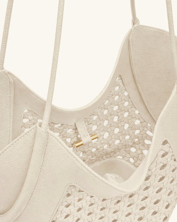 Maribel Gewebte Panel-Tragetasche - Elfenbein