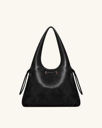 Celandra Hobo-Bag mit Kordelzug – Schwarz