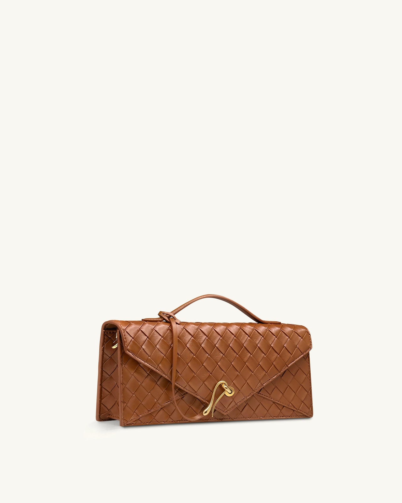 Celeste Strukturiert gewebte Umschlag-Henkeltasche - Braun