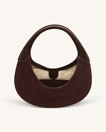 Colette Wildlederimitat Halbmond Hobo Bag - Dunkelbraun