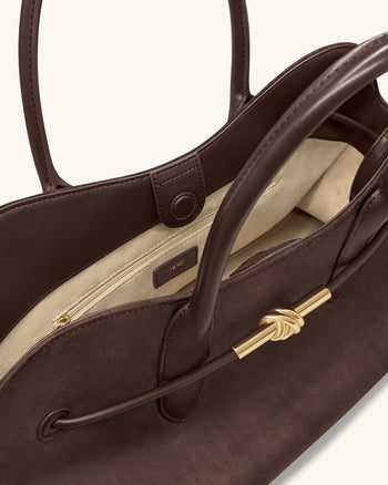 Adele Große Tragetasche mit Metallseilknoten - Mochabraun