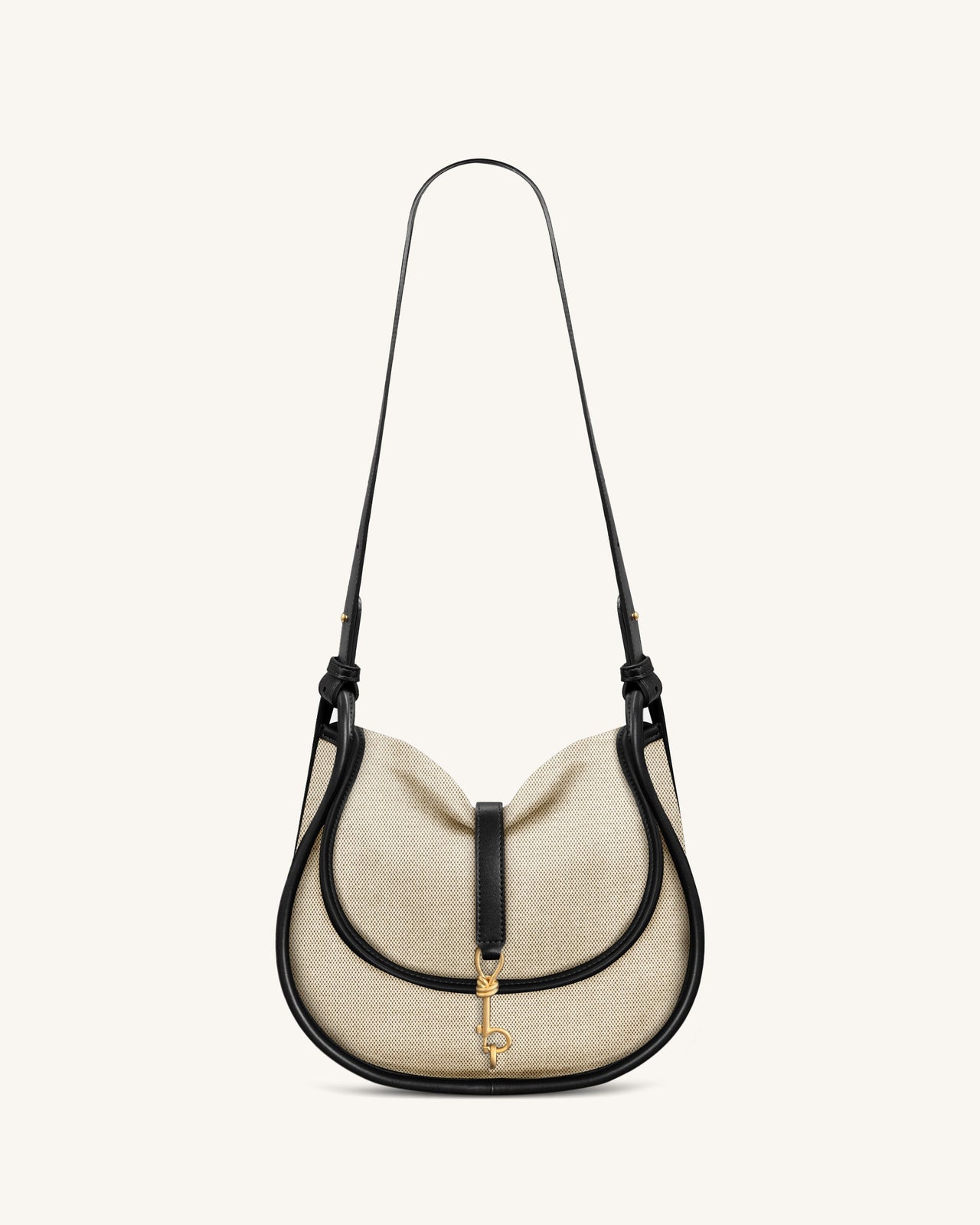 Arla Kleine Hobo-Tasche aus Kunstwildleder – Schwarzer Canvas