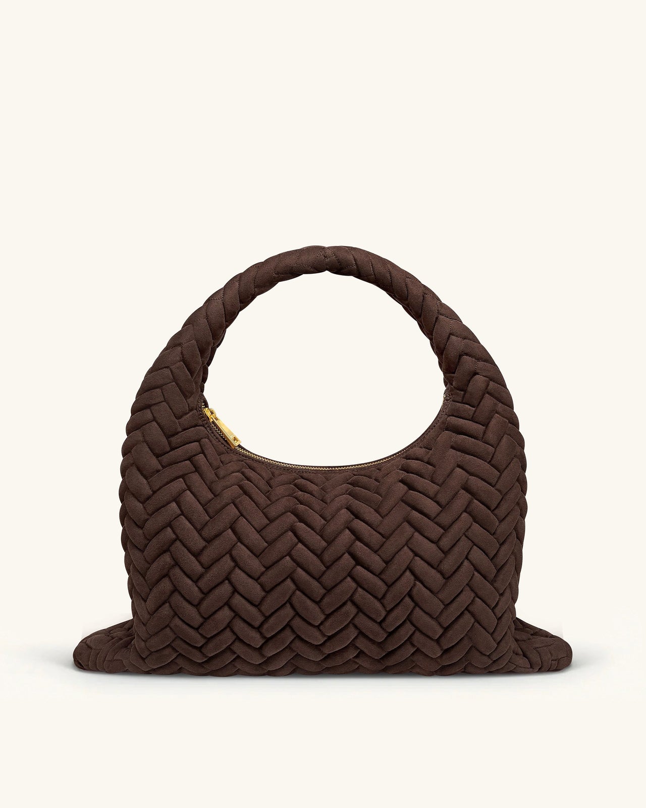 Cora Große gesteppte Hobo-Schultertasche aus Kunstwildleder - Dunkelbraun