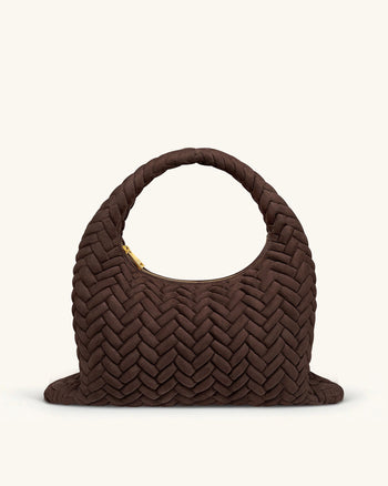 Cora Große gesteppte Hobo-Schultertasche aus Kunstwildleder - Dunkelbraun