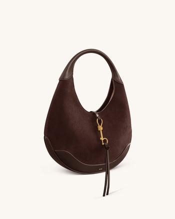 Colette Wildlederimitat Halbmond Hobo Bag - Dunkelbraun