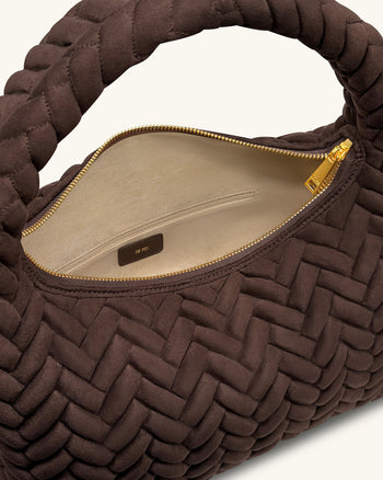 Cora Große gesteppte Hobo-Schultertasche aus Kunstwildleder - Dunkelbraun