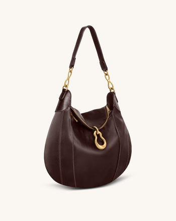 Daria Metallanhänger Verzierte Schultertasche - Dunkelbraun